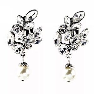CLIP ON Special Occasion CRYSTAL PEARL CLIP-ON EARRINGS